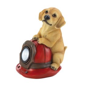 Summerfield Terrace Puppy and Fire Helmet Solar Garden Light