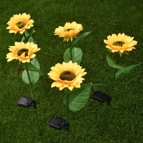 LED Solar Sunflower Lamps Solar Light Decorative Lights Outdoor Garden Lawn Lamp Patio Porch Backyard Garden Decoration - 5pcs Yellow