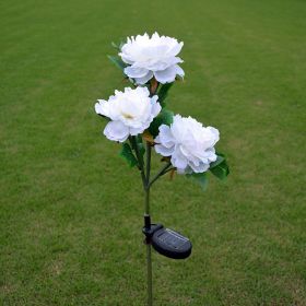 LED Roses with Leaves Flower Stake, Solar Energy for Garden Backyard - White