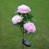 LED Roses with Leaves Flower Stake, Solar Energy for Garden Backyard - Light Pink