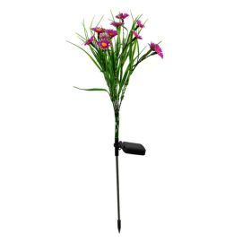 LED Daisy Flower Stake Light Solar Energy Rechargeable for Outdoor Garden - Pink