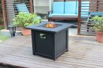 Upland 30' Slat Top Gas Fire Pit Table - Black