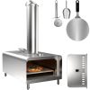 Outdoor Party Stainless Steel Portable Wood Pellet Burning Pizza Oven With Accessories - Silver - Arched