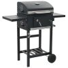 Outdoor Party Backyard Dinner Mobile Stainless Steel Square Oven Charcoal Oven - Black - Steel