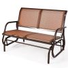 Swing Glider Chair 48 Inch Loveseat Rocker Lounge Backyard - Brown