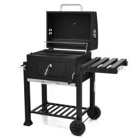 Outdoor Party Backyard Dinner Mobile Stainless Steel Square Oven Charcoal Oven - Black A - Steel