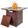 28in Outdoor Propane Fire Pit Table 50,000 BTU Silver Square Gas Fire Pit Table - 28-X-JH