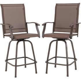 2 Pieces Patio 360 Rotation Swivel Bar Stool Set - Brown