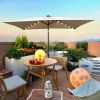 10 x 6.5t Rectangular Patio Solar LED Lighted Outdoor Umbrellas with Crank and Push Button Tilt for Garden Backyard Pool Swimming Pool - Mushroom