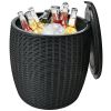 Patio Rattan Cool Bar 12 Gallon 4-in-1 Cocktail Table Side Table  - Black - Outdoor Coolers