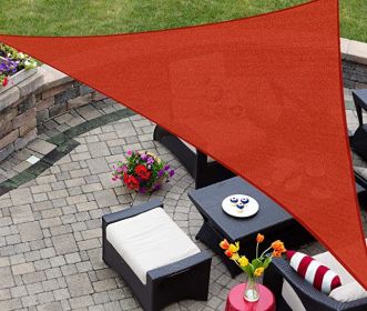 Sun Shade Sail Triangle UV Block Canopy for Patio Backyard Lawn Garden,10' x 10' x 10',Sand - Red