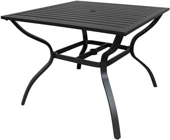 Square Aluminum Outdoor Dining Table for Lawn Backyard Garden - Dark Brown