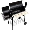 Outdoor Party Backyard Dinner Mobile Oil Drum Charcoal Furnace  - Black #1 - Steel