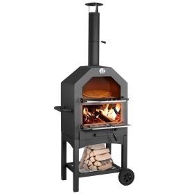 Backyard Outdoor Party Dinner Mobile Stainless Steel Pizza Oven - Black - Stainless Steel