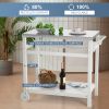 Outdoor Prep Cart Dining Table for Pizza Oven, Patio Grilling Backyard BBQ Grill Cart - White