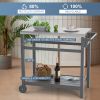 Outdoor Prep Cart Dining Table for Pizza Oven, Patio Grilling Backyard BBQ Grill Cart - Gray