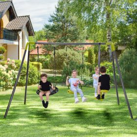 3 in 1 Metal Swing Set for Backyard, Heavy Duty A-Frame, Height Adjustment - 3 in 1