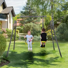 2 in 1 Metal Swing Set for Backyard, Heavy Duty A-Frame, Height Adjustment - 2 in 1