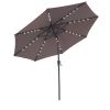 Backyard Patio Pool 9Ft Tilt And Crank Outdoor Umbrella With Solar Powered LED Lighted - Brown - Outdoor Umbrellas