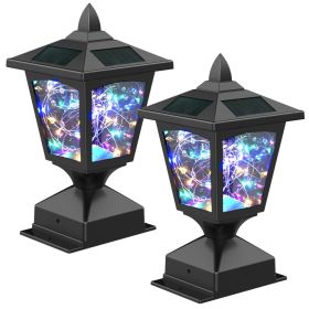 Garden & Patio Landscape Decoration Lighting Solar Post Lights 2 Pcs Set - Blue-Violet - Plastic