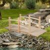 5 Feet Wooden Garden Bridge Arc Stained Finish Footbridge Decorative - Natural