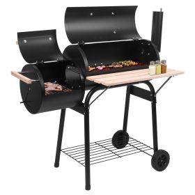 Outdoor Party Backyard Dinner Mobile Oil Drum Charcoal Furnace  - Black - Steel