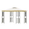 Patio Gazebos for Patios Double Roof Soft Canopy Garden Backyard Gazebo for Shade and Rain,Beige - Beige