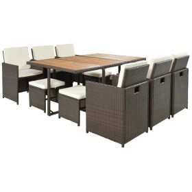 Backyard Garden PE Wicker For 8 People Dining Table Set - Brown - Rattan