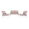 Patio Furniture Metal Arm Chair, 3 Piece Garden Outdoor Contemporary Sofa  - White