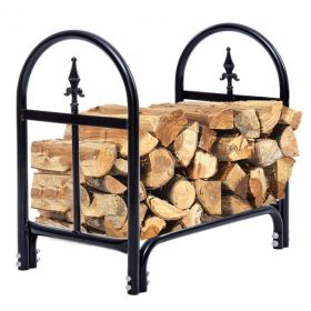 2 Feet Outdoor Heavy Duty Steel Firewood Storage Holder - black