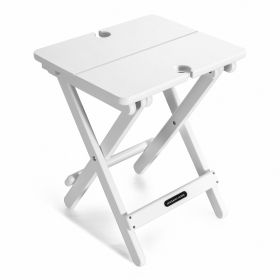 Quick-Fold Side Table,Portable Outdoor Weather Resistant End Table for Patio Balcony Backyard,No Assemble - White