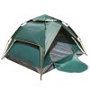 Double Deck Waterproof Pop Up Tent for Hiking Portable Automatic Tent for Camping 4 Person - Green