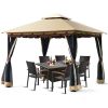 2-Tier 10 x 10 Feet Patio Shelter Awning Steel Gazebo Canopy - as show