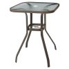 Outdoor Garden Lawn Pool Deck High Dining Bistro Table Tempered Glass Top with Umbrella Hole - As the pic show - 27 Inch