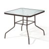 Outdoor Garden Lawn Pool Deck High Dining Bistro Table Tempered Glass Top with Umbrella Hole - As the pic show - 34 Inch