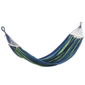 Camping Travel Beach Double Hammock Canvas Hanging Hammock Swing Bed - Blue Stripe - Canvas