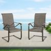 Outdoor Dining Chairs Patio Sling Spring Motion Dining Chairs for Garden, Poolside, Backyard, Porch - Brown