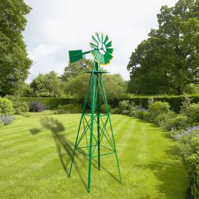 8ft Windmill Backyard, Ornamental Windmills for The Yard, More Weather Resistant Outdoor Garden Windmill Decor, Decoration Weather Vane XH - Green