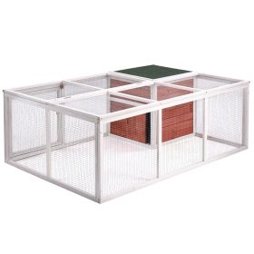 TOPMAX 61.8 inches Rabbit Playpen Chicken Coop Pet House Small Animal Cage with Enclosed Run for Outdoor Garden Backyard RT - WF197066AAK