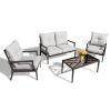 Modern Muse 4pcs Alum Sofa Set (KD) - Matte Brown