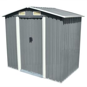 Garden Storage Shed Gray Metal 80.3"x52"x73.2" - Grey