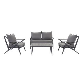 grey aluminum coating 4 Piece Aluminum Patio Seating Group - Gray