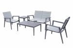 Modern Muse Aluminum Modern Coffee table and chair 5 pcs Set - Charcoal