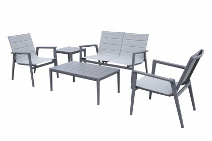 Modern Muse Aluminum Modern Coffee table and chair 5 pcs Set - Charcoal