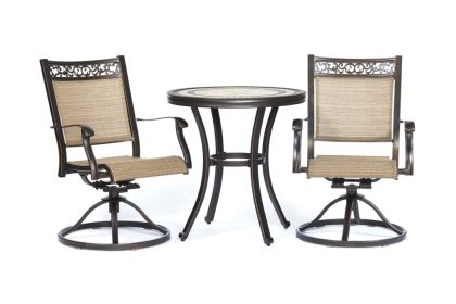 3 Piece Bistro Set, Handmade Contemporary Round Table Swivel Rocker Chairs Garden Backyard Outdoor Patio Furniture - Yes