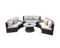 Direct Wicker Outdoor And Garden Patio Sofa Set 6PCS Reconfigurable Stylish And Modern Style With Seat Cushion and Coffee Table - Dark Color