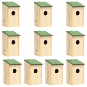 Bird Houses 10 pcs Solid Firwood 4.7"x4.7"x8.7" - Brown