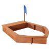 Kids Wooden Sandboat Backyard Sandboxes - brown