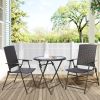 Outdoor 3 Pieces Wicker Folding Bistro Set, Balcony Table and Chairs Sets, Garden Backyard Furniture - 3 piece