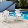 Classic Outdoor Adirondack Chair Set of 2 for Garden Porch Patio Deck Backyard, Weather Resistant Accent Furniture - white